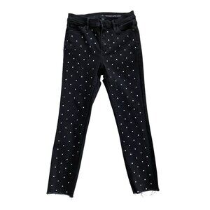 New York & Company Womens High-Waist Super Skinny Embellished Faded Black Jeans‎